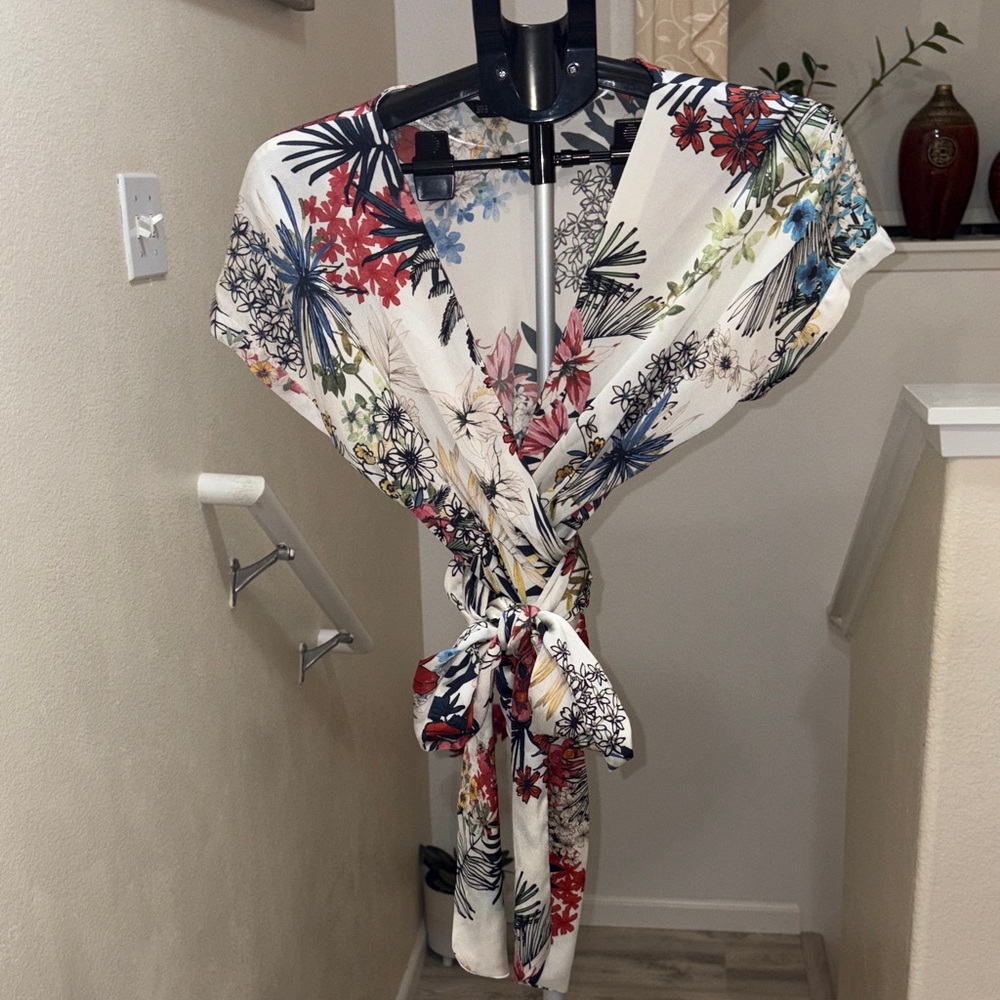 Floral Wrap top with Tie Waist